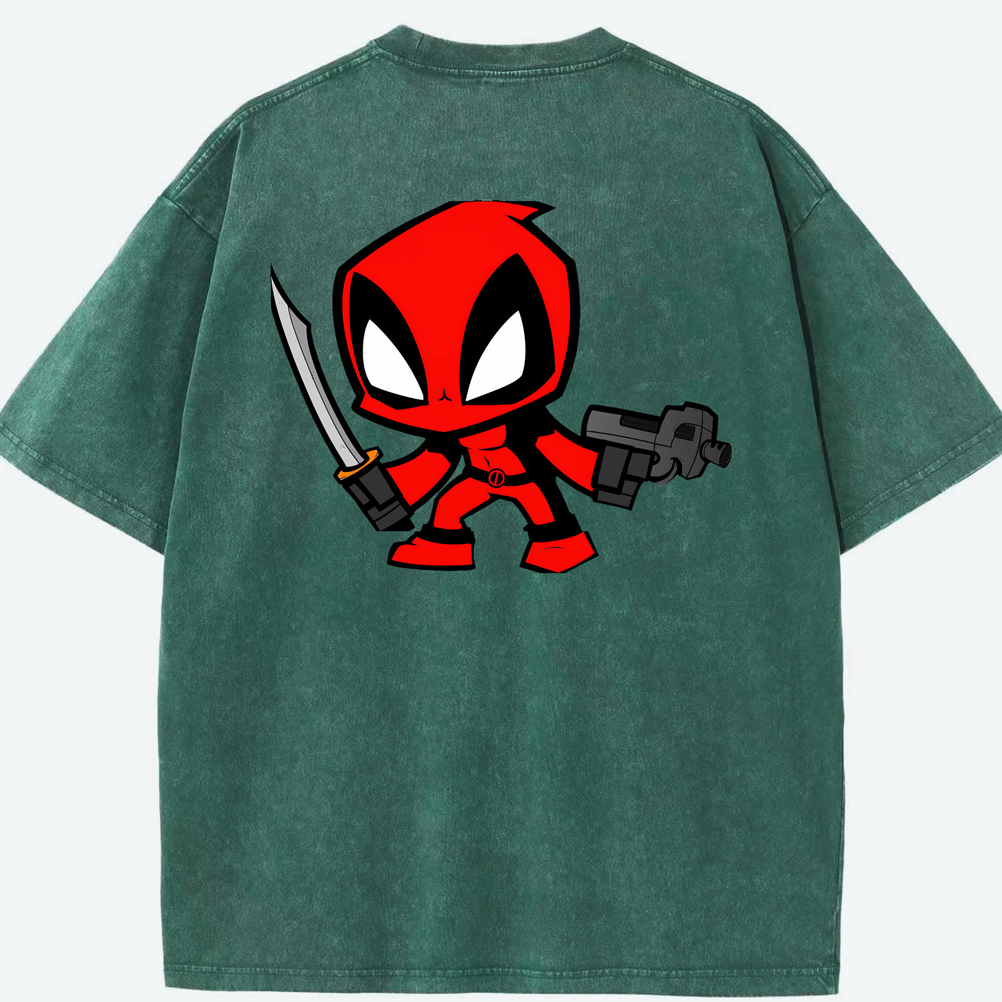 （画像用） Deadpool デッドプール 綿100% ヴィンテージ風 半袖Tシャツ（背面プリント）